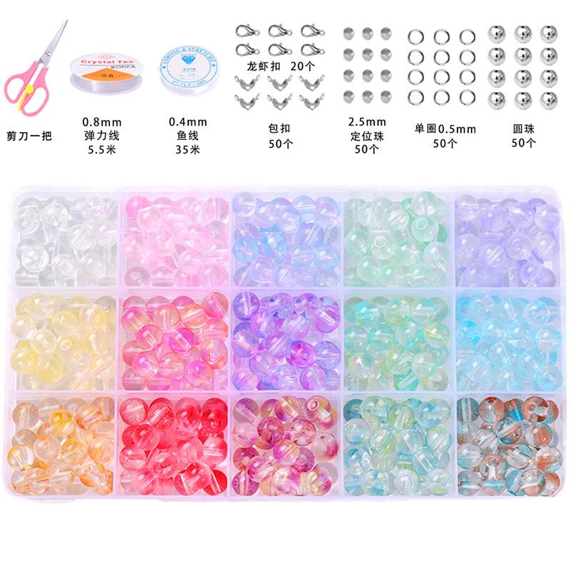8mm Glas Gelee Kristall Runde Perlen Materialpaket Handgemachtes DIY Armband Zubehör Set Perlen Set