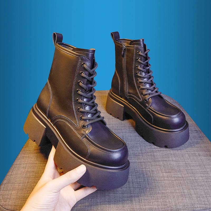 Thick-soled Martin boots women's 2025 autumn and winter new single boots versatile thick heel Internet celebrity thin ins British style short boots