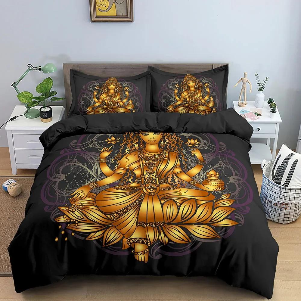 Family Buddha Bedding Set Mandala Quilt Cover Luxury Twin King Size Bed Sets Bohemian Bedclothes 2/3pcs With Pillowcase