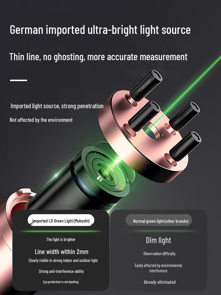 High Precision Green Laser Level with Auto Leveling and Water Meter, 5-Line Outdoor Infrared