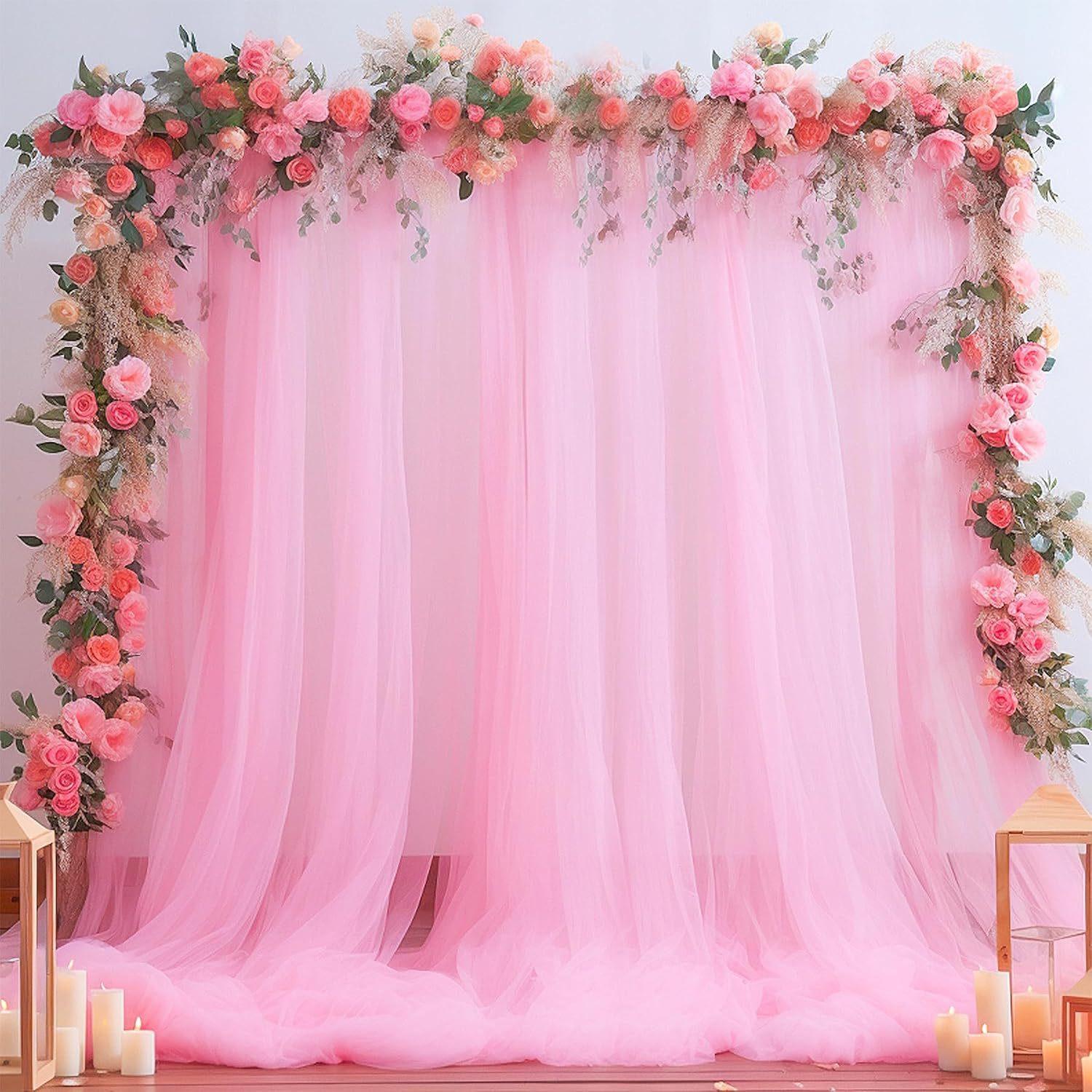 

1pcs Party Wedding Background Decorative Fabric Mesh Curtains Wrinkle Resistant Cloth Suitable for Home Decoration and Photography Backgrounds 150×250cm 1pcs розовый