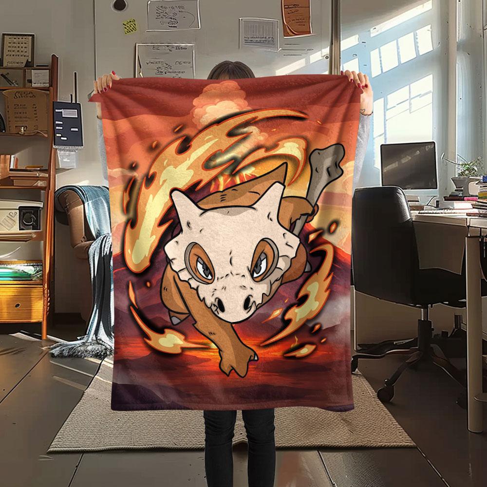 

1Pc Cubone Print Flannel Blanket, High quality Comfortable for All Seasons, Home Decor, Warmth and Comfort, Perfect for Christmas Gifts 80cm x 120cm