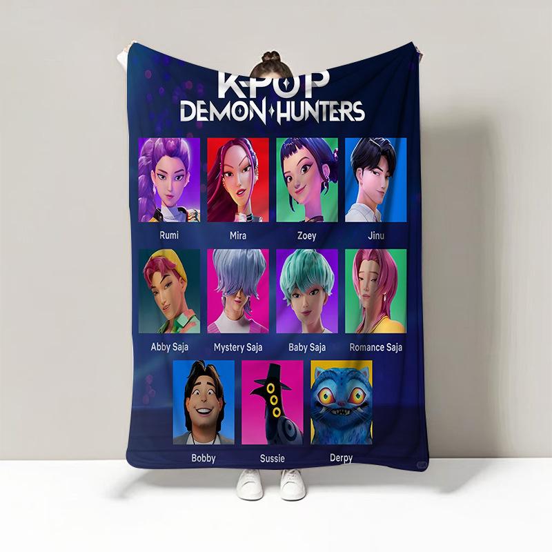 K-Pop Demon Hunters Blanket Hot Anime Flannel Blanket Fan Gift Suitable for Home Leisure Camping Travel Multifunctional Blanket