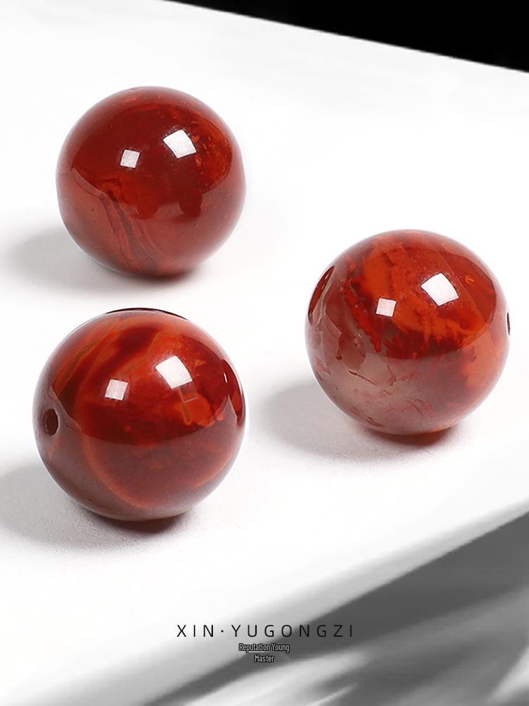 Liangshan Flame Pattern Southern Red Agate Loose Beads for Bracelets