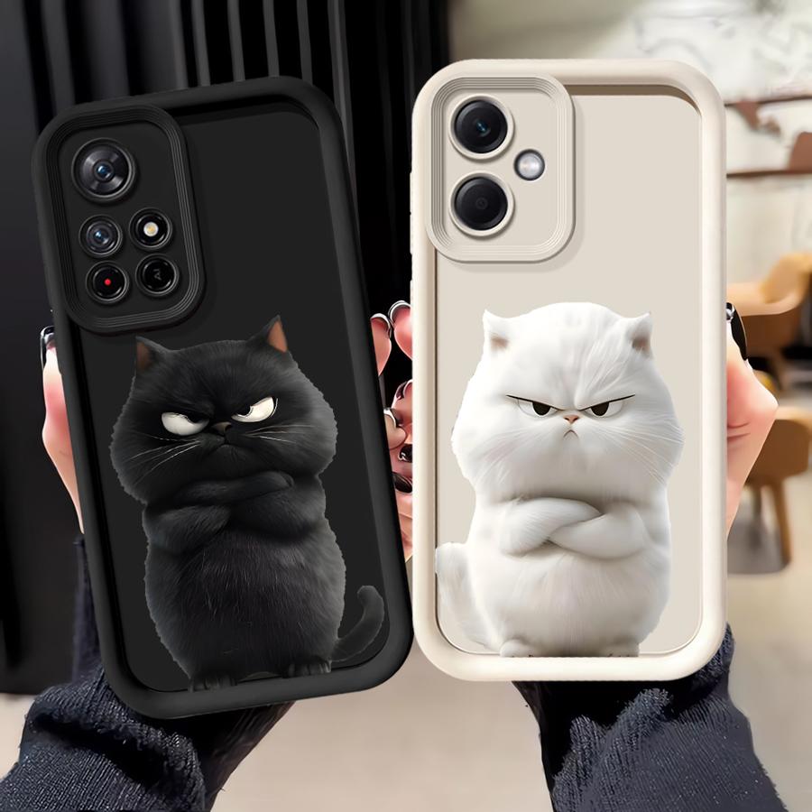 Cartoon Blacks White Cat Case for Xiaomi Poco F8 X3 NFC C61 C50 C51 X3 Pro Phone Cover