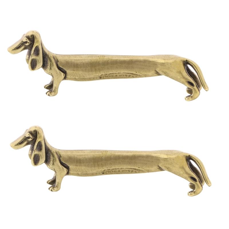 Corrosions Resistant Solid Brasses Dachshund Figurine Antique Finish Decoration Sculpture For Home Office Desktop Decors