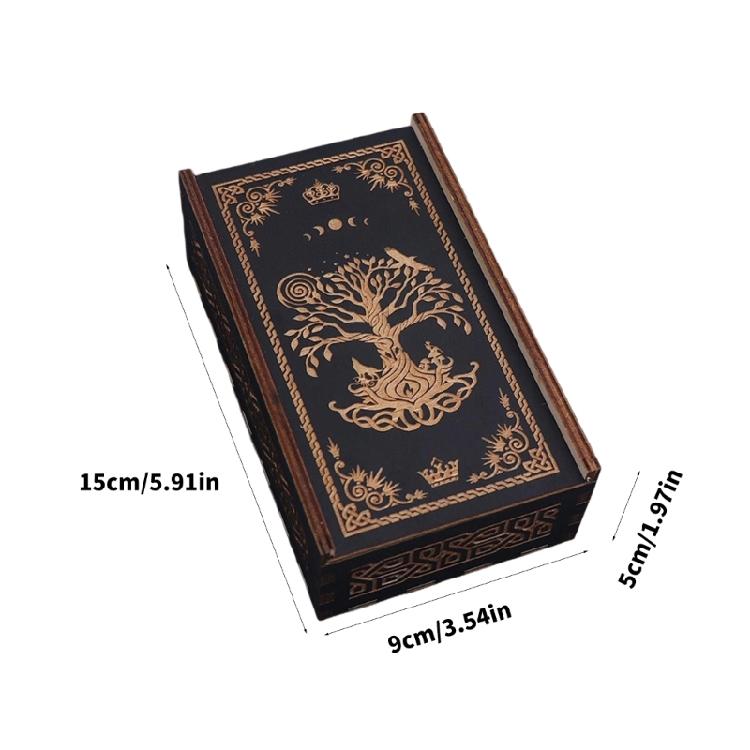 Wood Push Pull Tarots Card Storage Box Portable Card Container Astrology Trinkets Box Divination Card Storage Case
