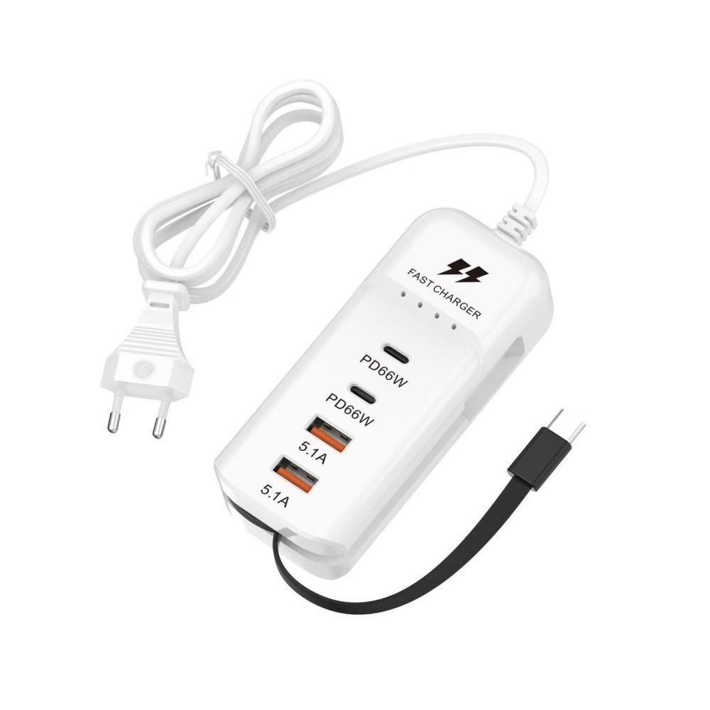 

USB/Type C Phone Charger Adapter 66W Mobile Phone Charge Power Strip USB Charger Socket Office EU 2U2C
