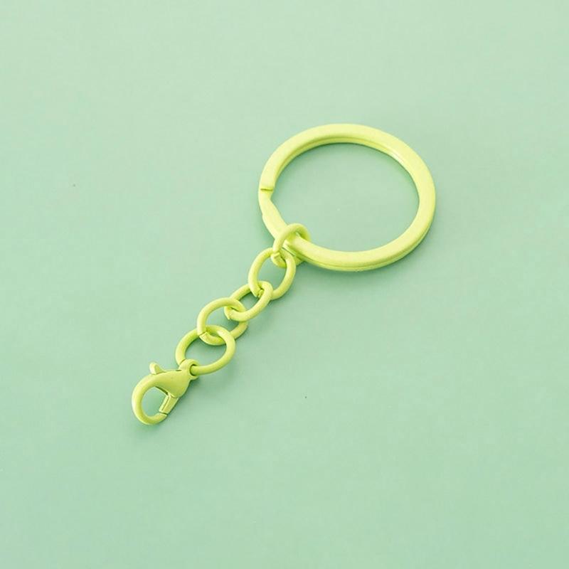 10 Pieces Colorful Metal Keychain Rings with Chains and Clasps for Keys Fashionable Key Holders Jewelry Accessories