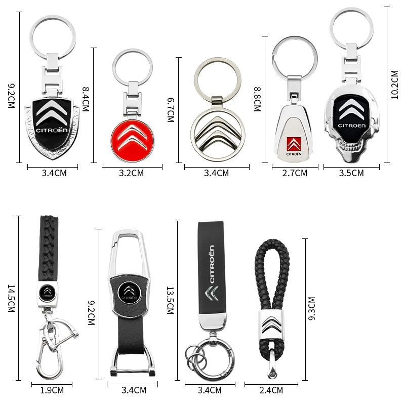 Metall Läder Citroen C1 C2 C3 C4 Saxo C4L C5 C6 VTS C-ELYSEE Picasso Cactus För Bil Nyckelring Nyckelringar Nyckelhållare Tillbehör