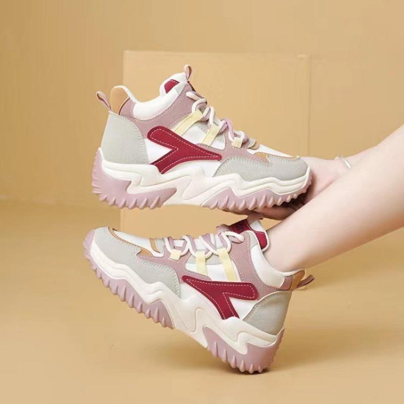 Tide muffin women's shoes spring and autumn new retro platform sneakers inner height increase breathable dad shoes