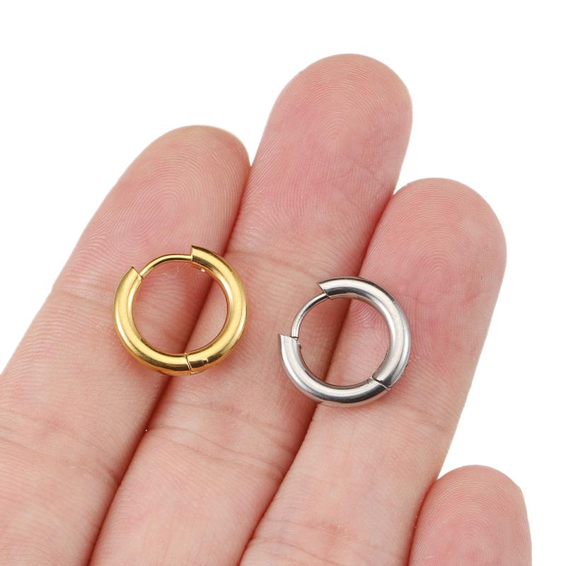 10 Piezas Pendientes de Aro de Acero Inoxidable Interior 8 mm 12 mm 18 mm Pendientes para Mujer Hombre Punk Hiphop Bisutería Regalos Joyería Accesorios para Piercing