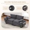 Modular Corduroy Sofa for 2 People with Wide Seat, Ergonomic Design, High-Density Foam Padding, USB-C Port. Ideal for Living Room. Dark Gray