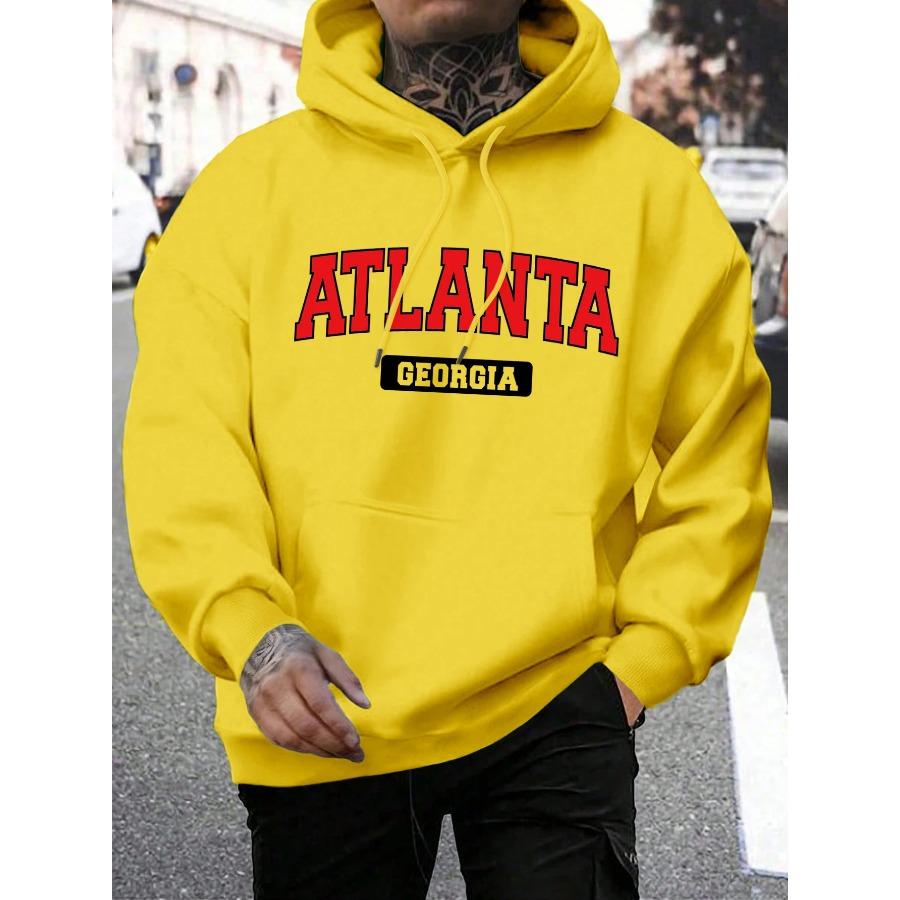 

Atlanta Feorgia Atlanta Feorgia Printing Мужская толстовка Harajuku Casual Hoody Модная свободная толстовка с капюшоном Винтажные флисовые топы 3XL жёлтый