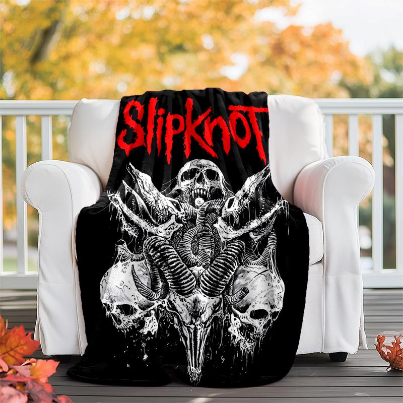 Slipknot Flannel Blanket Soft All-Season Throw, Design for Camping, Car Travel, Hiking Sofa, Bed, Office Perfect Gift for Parties