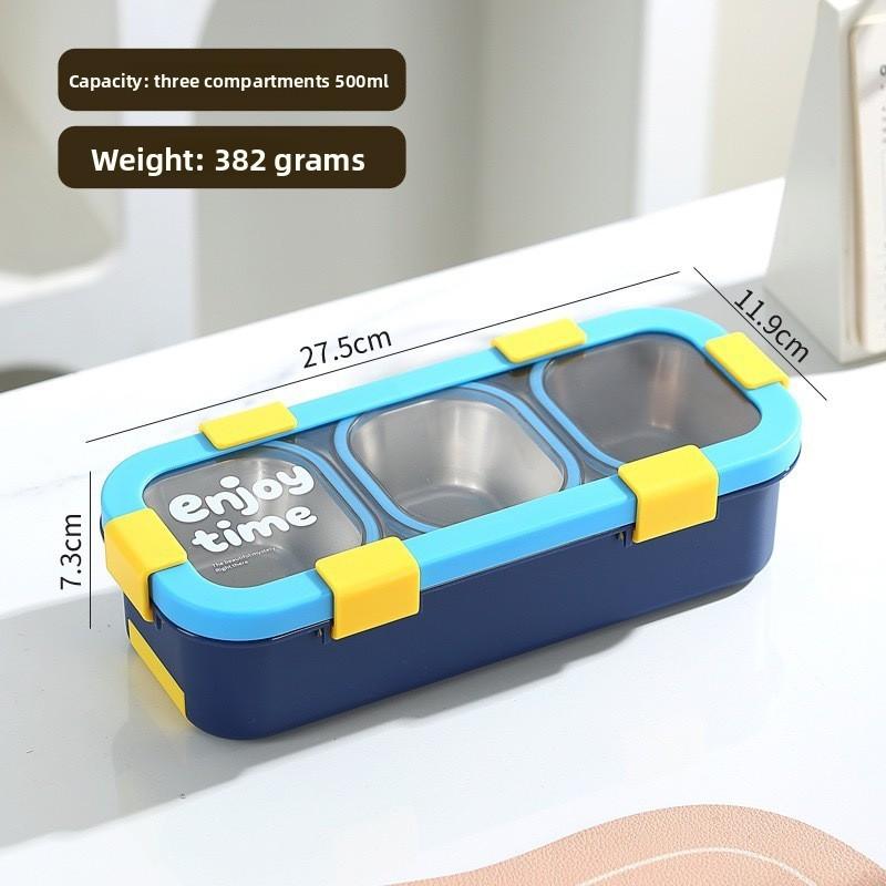 Stainless Steel Bento Box With Divided Compartments For Office And School Use