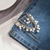 Imitation Pearl Heart Pendant Brooch Detachable Button Clasps Trouser Leg Decor Brooch Tassel Adjustable Jean Fit Tighten Buckle