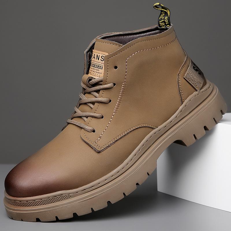 Autumn and winter Martin boots men's leather casual tooling boots men's fashion versatile short boots platform leather boots tide
