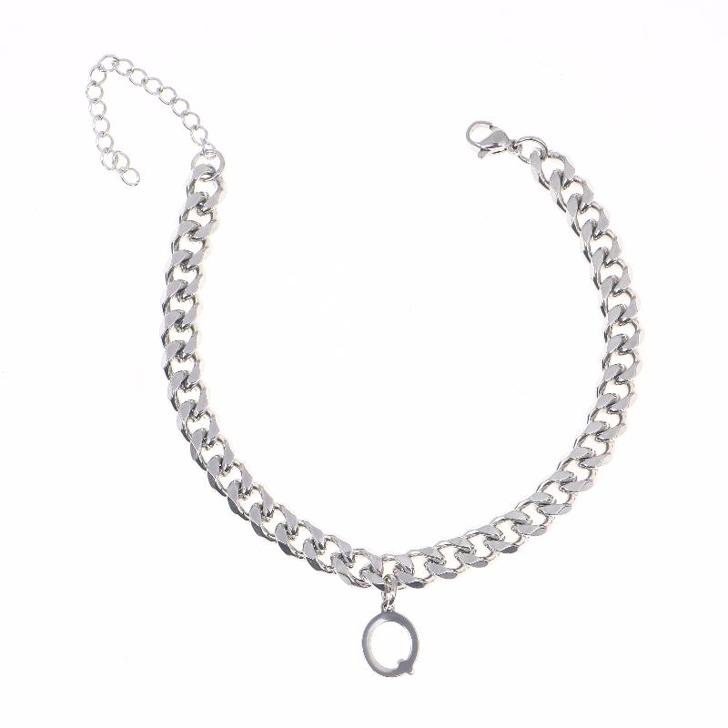 Mens Initials Links Bracelets Stainless Steel A-Z 26 Letters Alphabet Charm Chain Wristband Adjustable Casual Jewelry Gift