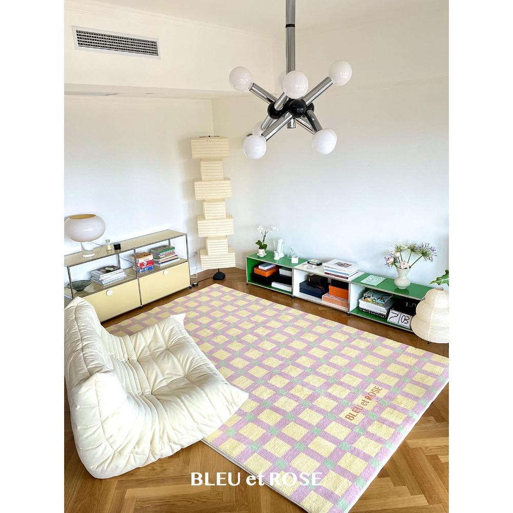 

Modern Geometric Style Living Room Rugs Dopamine Checkerboard Decoration Fluffy Soft Bedroom Carpet Lounge Washable Floor Mat 60*90cm