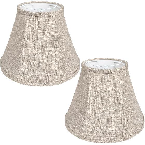 Double Brown Lamp Shade Set of 2, TOOTOO STAR Large Barrel Lampshade for Floor Light and Table Lamp 6x12x8.5 inch, DIY Fabric Natural Linen Hand