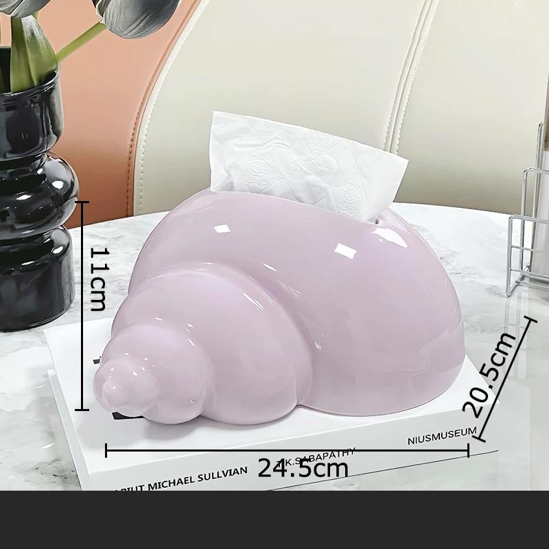 

Conch Shape Tissue Box Coffee Table Desk Decoration Lovely Conch Shape Ceramic Tissue Box Bedside Table Paper Towel Case