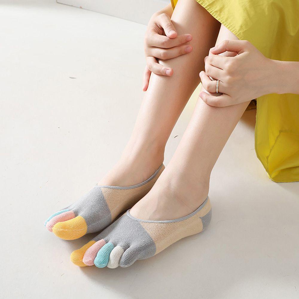 Patchwork Clothing Accessories Girls Short Socks Five Toe Boat Socks Women Hosiery Cotton Socks