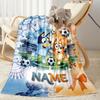 Bluey's Festive Football Fun Customize Your Name Blanket Throw Customizable Blanket Ultra-Soft Suitable for Picnics Chair Bedding Seaside