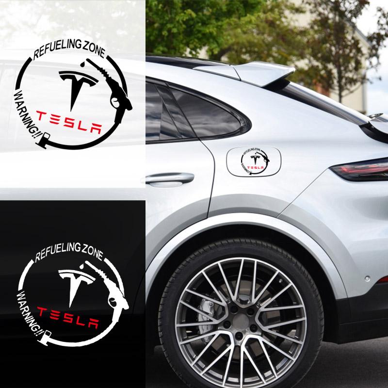 Car Badge Vinyl Reflective Fuel Tank Cap Stickers Decal Accessories For Tesla Model 3 Model S Model X Y Roadster Performance