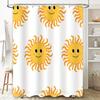 Bright Sunflower Shower Curtain White Bath Decor For Kids Room Waterproof Fabric Printed With Smiling Faces Perfect Gift For Mot