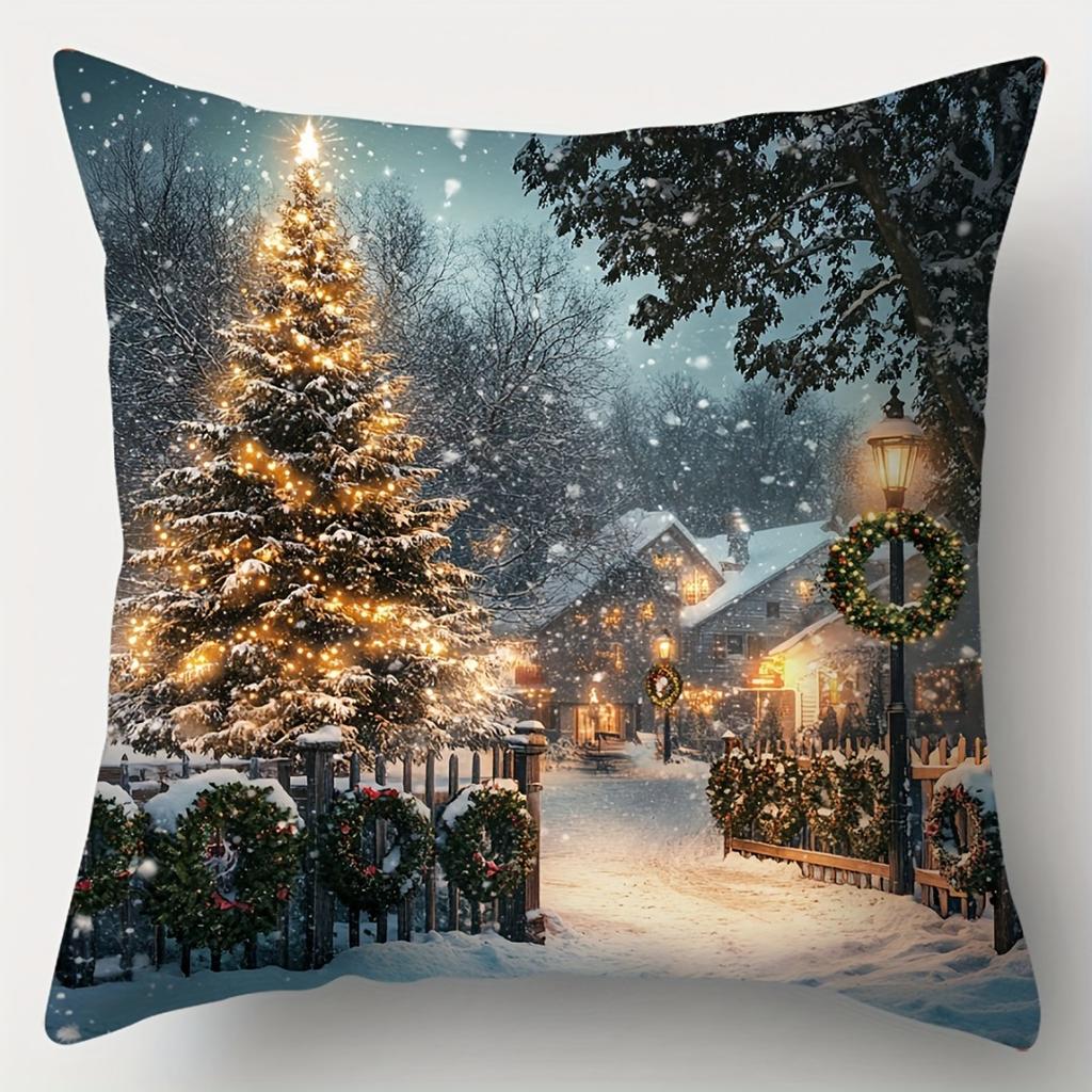 1pc Christmas Cushion Cover Snowman Santa Claus Durable Cover 2025 New for Home Ornament Xmas New Year Christmas Decoration