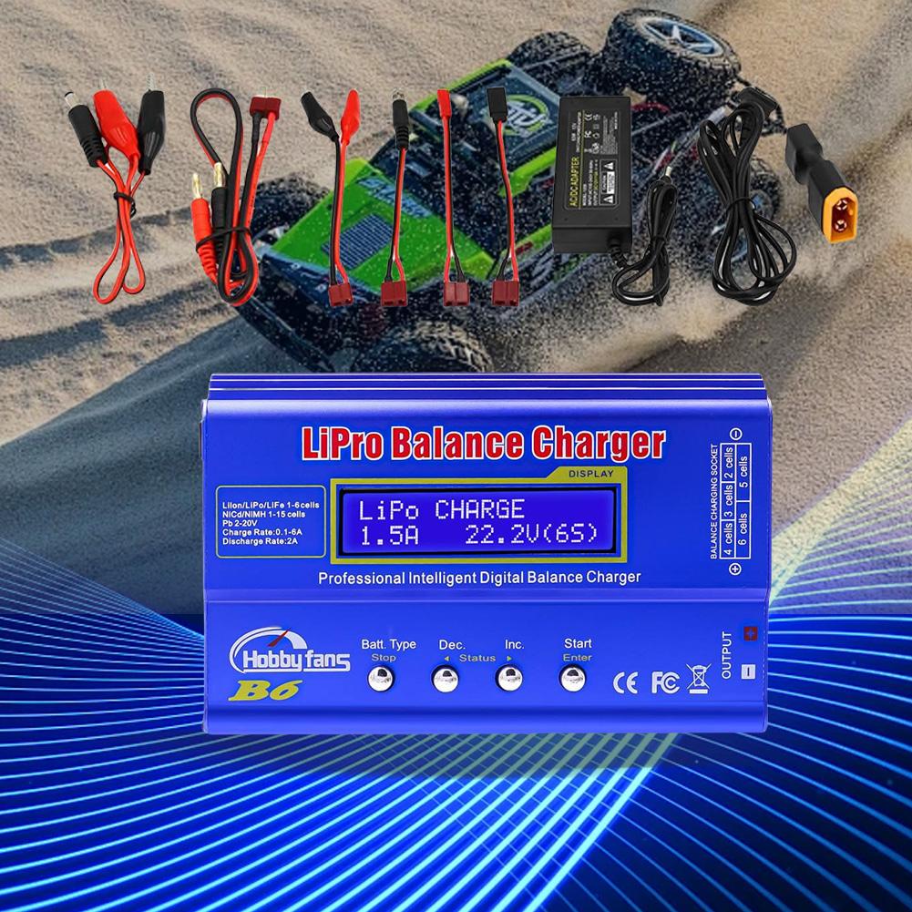 B6 Mini Professional Balance Charger/Discharger RC Charger with Power Supply for 1S-6S LiPo Lilon Life NiCd NiMh Pb RC Battery