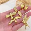 Minimalist 18K Gold Color Plated Angel Wings Peace Dove Wings Open Rings Trendy Waterproof Stainless Steel Jewelry