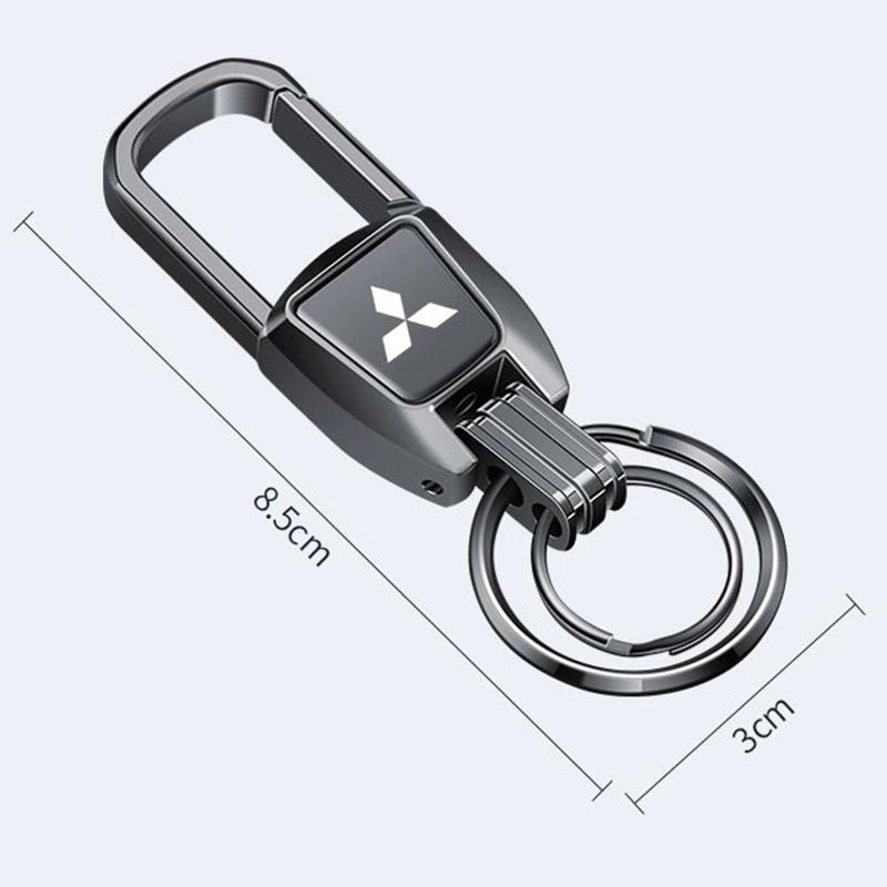 Alloy Car Key Chains Double Rings Keychain Pendant For Mitsubishi Ralliart ASX Lancer Cordia Pajero Outlander Galant Mirage Colt
