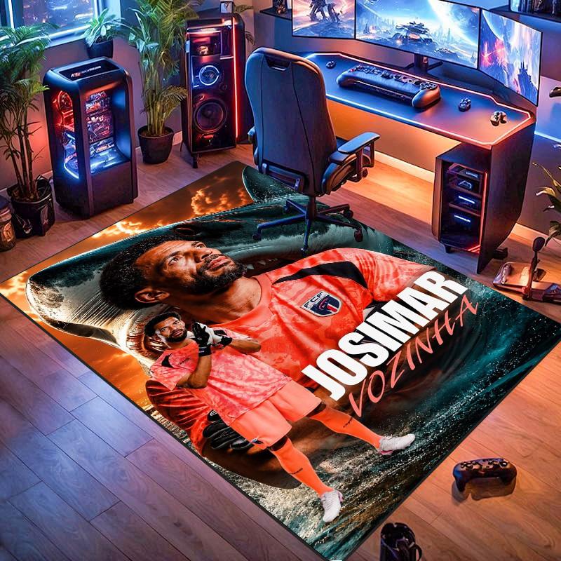 Josimar Vozinha Football Goalkeeper Print Area Rug, Sports Decorative Floor Mat for Living Room Game Room Home Decor