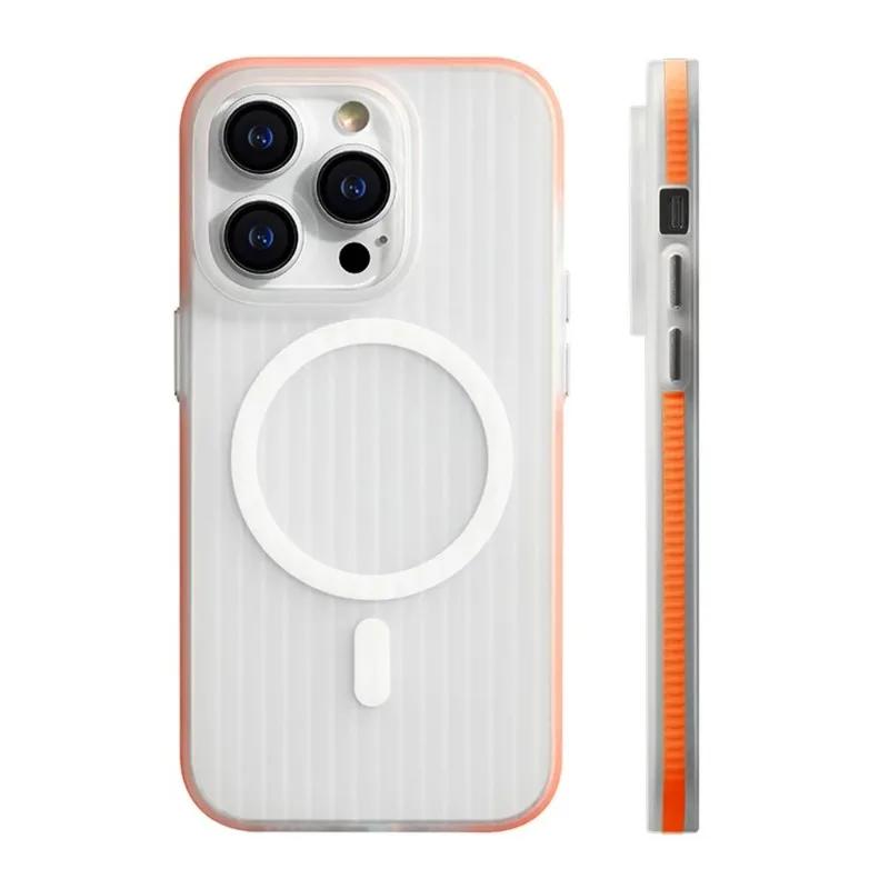 

Corrugated Pattern For Magsafe Magnetic Wireless Charge Case For iPhone 16 15 14 13 12 Pro Max Plus Non-slip Hard PC Matte Cover For iPhone 14