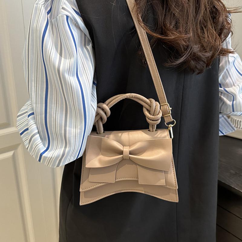 PU Solid Color Bow Casual Tote Large Capacity Commuting High Quality Women's Bags Winter New Versatile Crossbody Bags