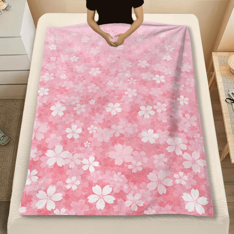 Pink Cherry Blossom Blanket Flower Flower Blanket Ladies Flannel Bed Sofa Soft Nap Blanket