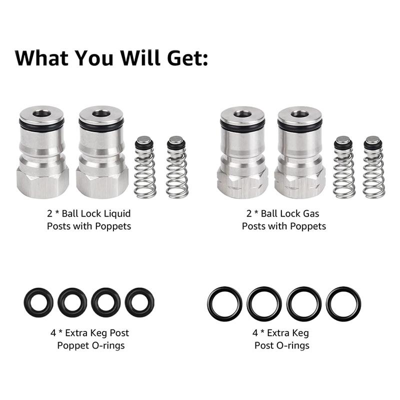 Beer Keg Post,19/32-18 Gas/Liquid Ball Lock Post for Cornelius Keg,Nice Replacement with Stronger Spring Inside,Holding Pressure