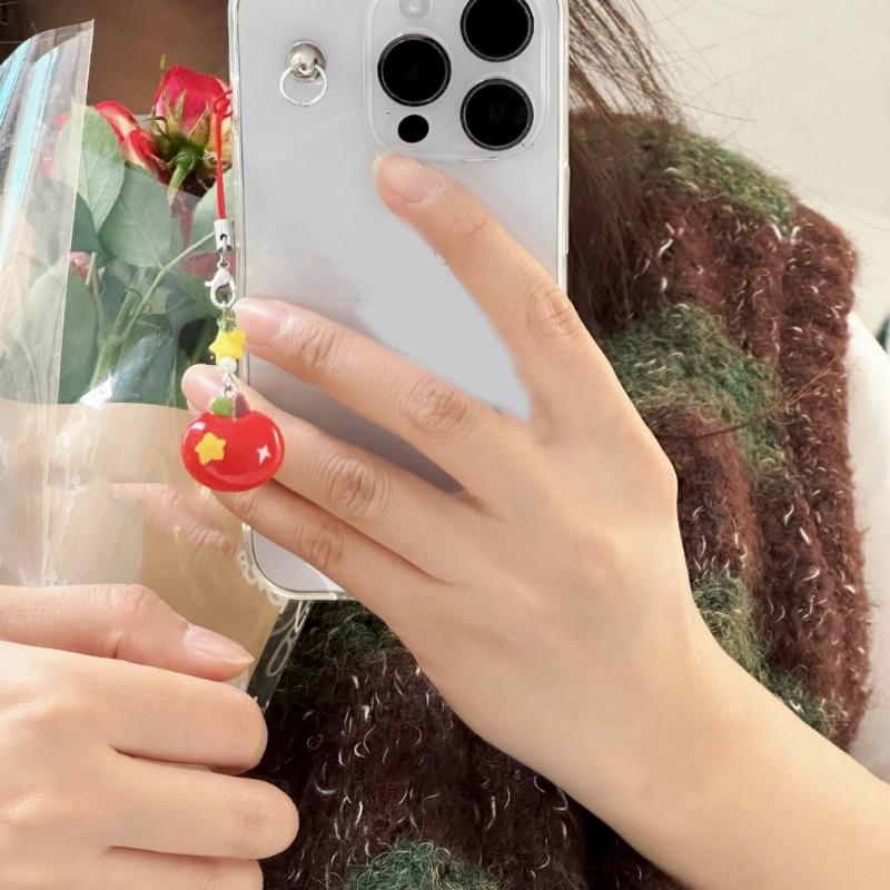 Fashionable Lovely Apples Charm Phone Strap Symbolizing Good Luck and Happiness Accessory for Fashion Enthusiasts