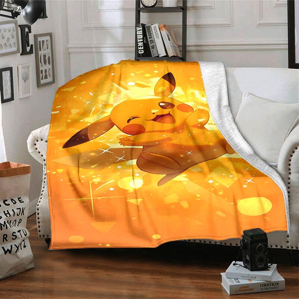 1pc Pikachu Sparkle blanket Lightweight Flannel Throw for Sofa Bed Travel Camping Livingroom Office Couch Chair
