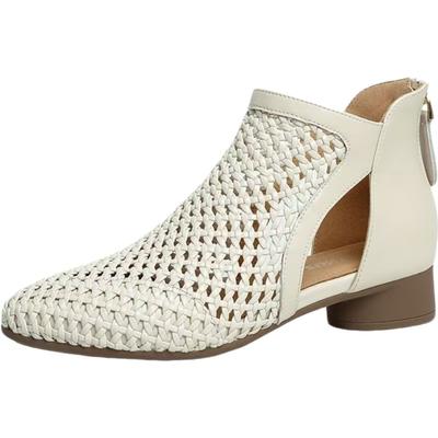 Damen Frühling Sommer Neue Leder Ausgeschnittene Coole Stiefel Weiche Sohle Rutschfest Niedriger Absatz Hohe Qualität Reißverschlüsse Spitze Knöchelhohe Stiefel