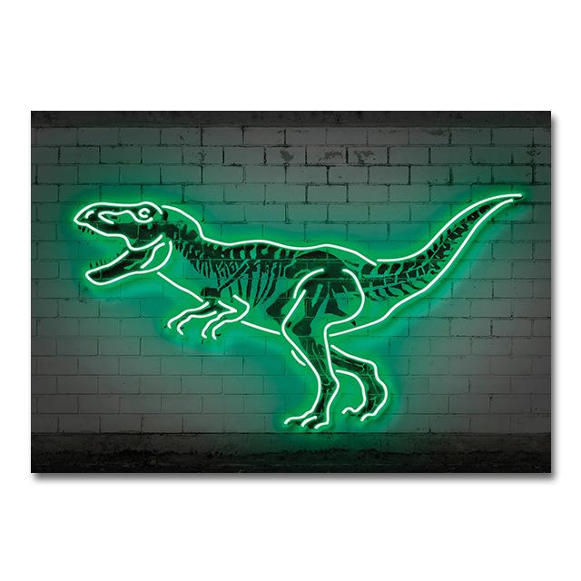 Neon Art Animals Canvas Prints Paintings Abstract Tiger Zebra Balloon Dog Bull Graffiti Posters Unique Home Bar Wall Art Decor