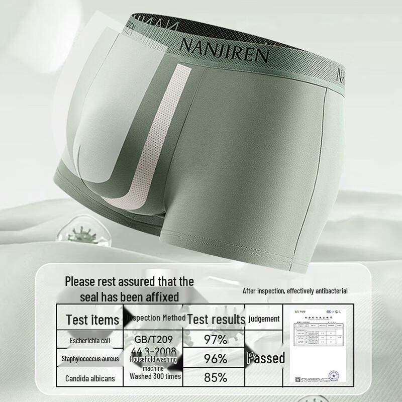 Nanjiren Men's Antibacterial Pure Cotton Boxer Briefs