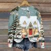 Women's Casual Long Sleeve Christmas Print Neck Pullover Sweatshirt Top
