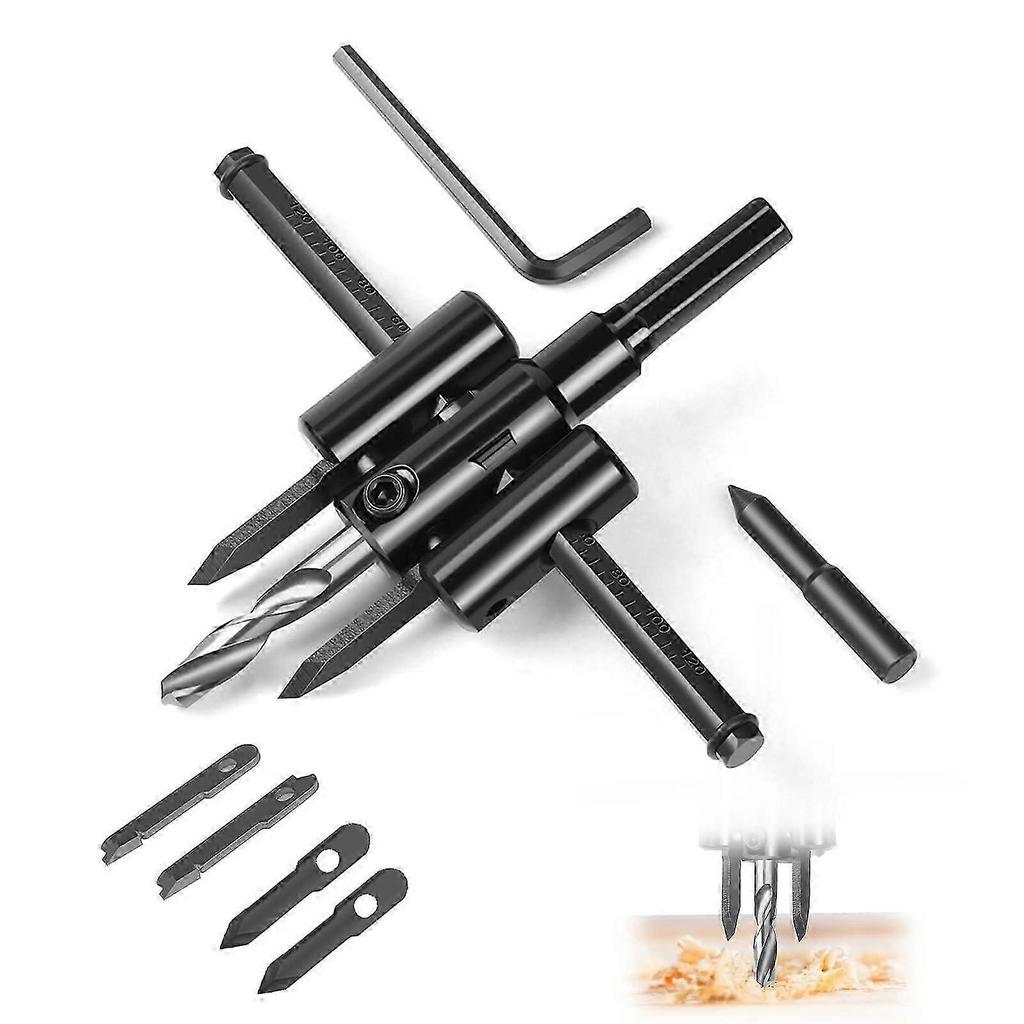 Circular Cutter Wood Adjustable 30-300 mm, Alloy Circle Hole Saw with 2 Replacement Blades for Wood, Plastic, Plasterboard 25-26s