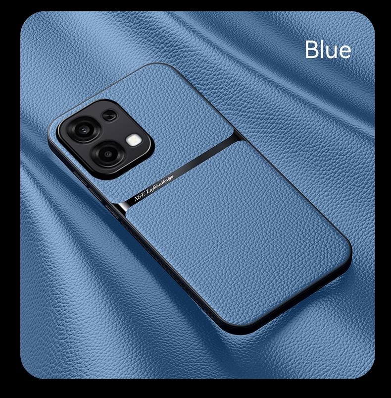 För OPPO A6 A6 Pro läderstruktur, inbyggt magnetiskt TPU mjukt anti-dropp anti-fingeravtryck mobilskal