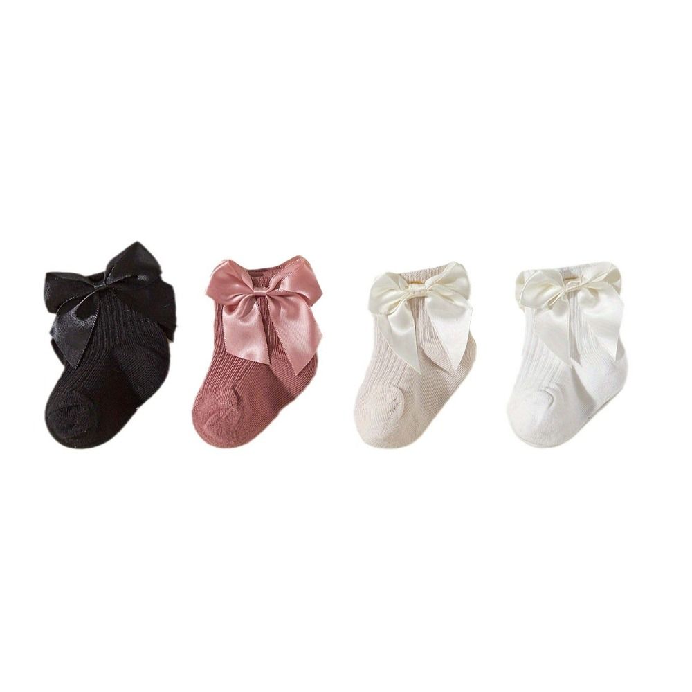 8Pairs Bowknot Toddle Short Tube Socks Stripe Infant Solid Socks Soft Baby Cotton Socks  Gifts