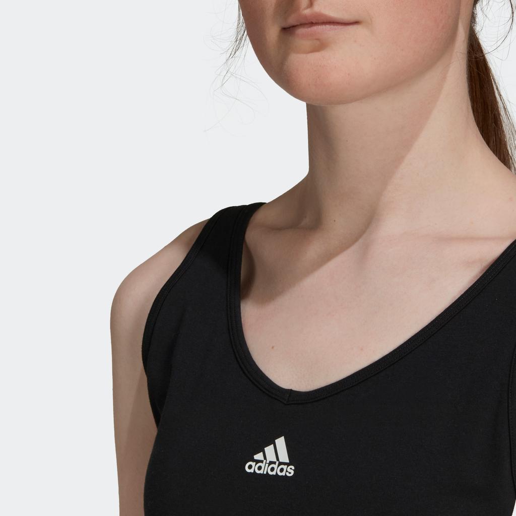 Adidas Logo Printed Striped Sports Tank Top Women Tops Black GS1343