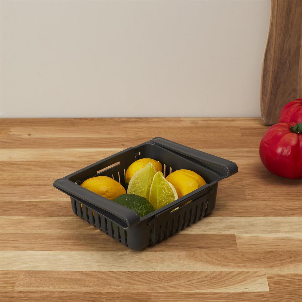 Hanging Refrigerator Basket, Gray, Adjustable Width